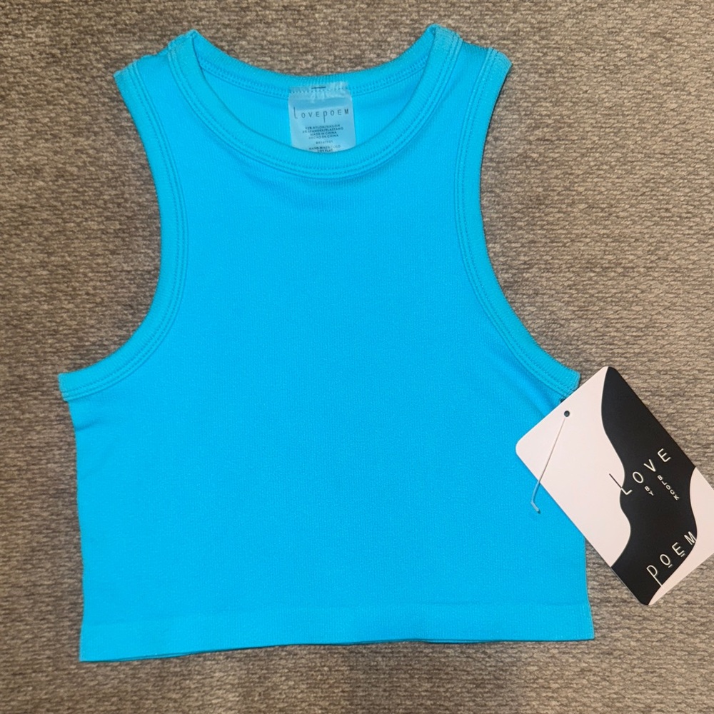 Love Poem Women’s Turquoise Ribbed Crop Tank